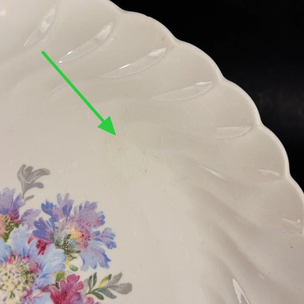 Royal China Sebring Ohio Honey Lee Floral Swirl Scalloped 10 Inch Dinner Plate *